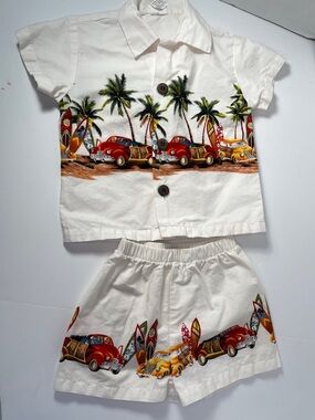 Palmvave Hawaii 100% cotton tropical car surf baby boy clothes set